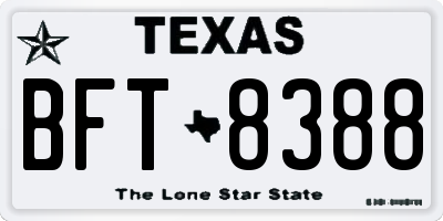 TX license plate BFT8388