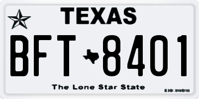 TX license plate BFT8401