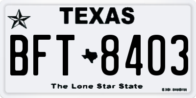 TX license plate BFT8403