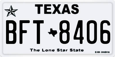 TX license plate BFT8406