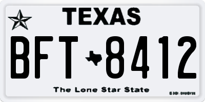 TX license plate BFT8412