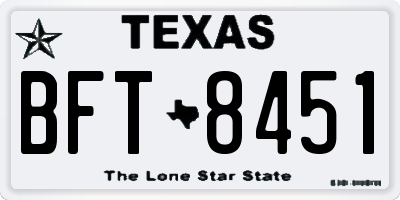 TX license plate BFT8451