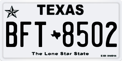 TX license plate BFT8502