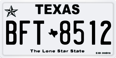 TX license plate BFT8512