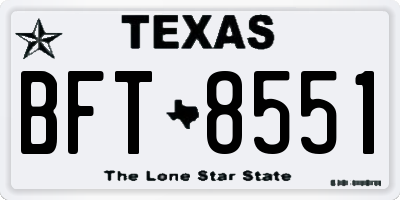 TX license plate BFT8551
