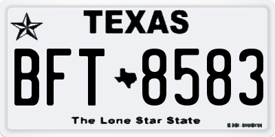TX license plate BFT8583