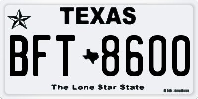 TX license plate BFT8600