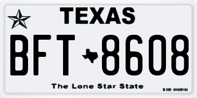 TX license plate BFT8608