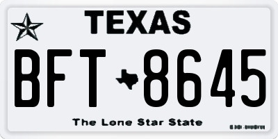 TX license plate BFT8645