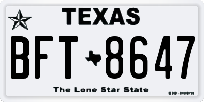 TX license plate BFT8647