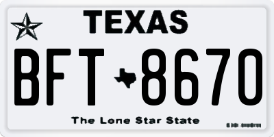 TX license plate BFT8670