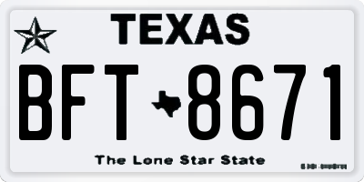 TX license plate BFT8671