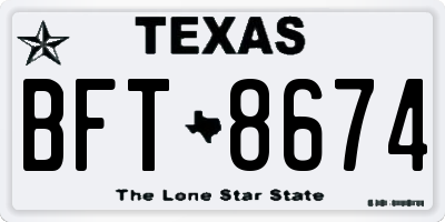 TX license plate BFT8674