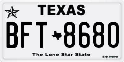 TX license plate BFT8680
