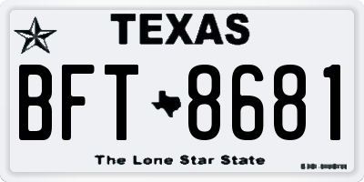 TX license plate BFT8681