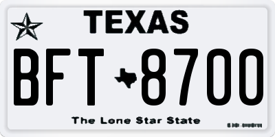 TX license plate BFT8700