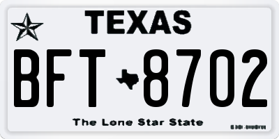 TX license plate BFT8702