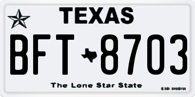 TX license plate BFT8703