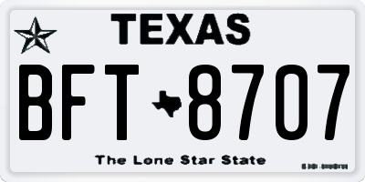 TX license plate BFT8707