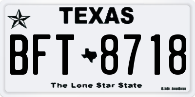 TX license plate BFT8718