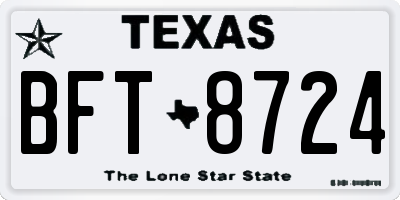 TX license plate BFT8724
