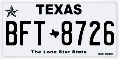 TX license plate BFT8726