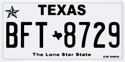 TX license plate BFT8729