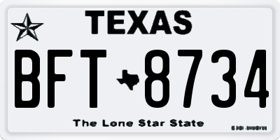 TX license plate BFT8734