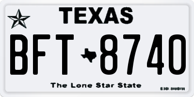 TX license plate BFT8740
