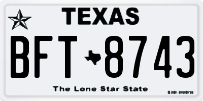 TX license plate BFT8743