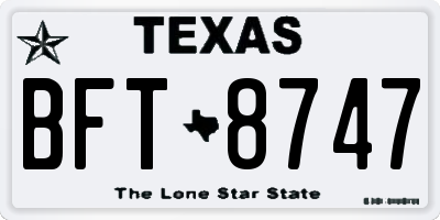 TX license plate BFT8747