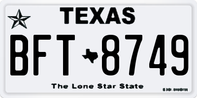 TX license plate BFT8749
