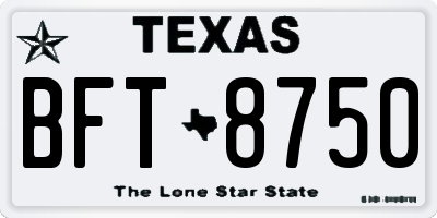 TX license plate BFT8750