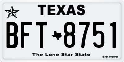 TX license plate BFT8751