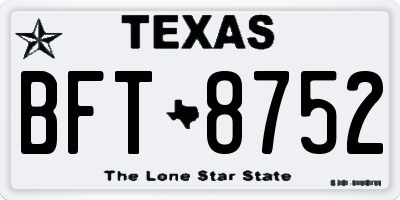 TX license plate BFT8752
