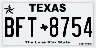 TX license plate BFT8754
