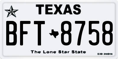 TX license plate BFT8758