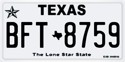 TX license plate BFT8759