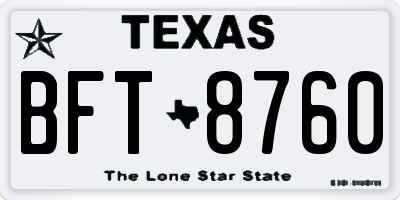 TX license plate BFT8760