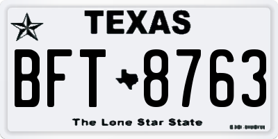 TX license plate BFT8763