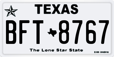 TX license plate BFT8767