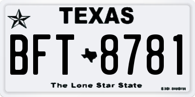 TX license plate BFT8781