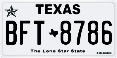 TX license plate BFT8786