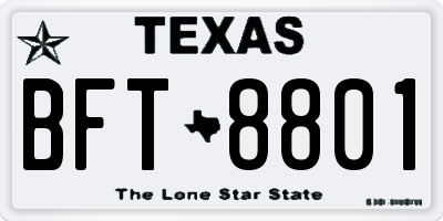 TX license plate BFT8801