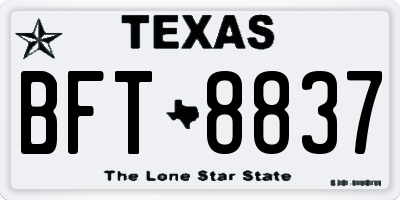 TX license plate BFT8837