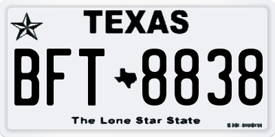TX license plate BFT8838