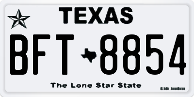 TX license plate BFT8854