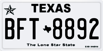 TX license plate BFT8892