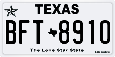 TX license plate BFT8910