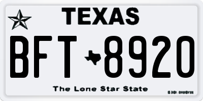 TX license plate BFT8920